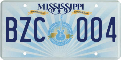 MS license plate BZC004