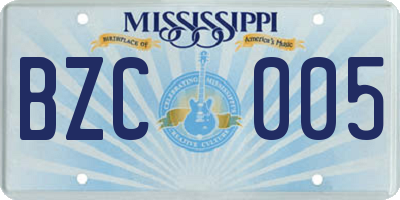 MS license plate BZC005
