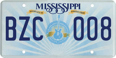 MS license plate BZC008