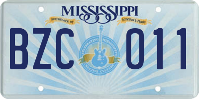 MS license plate BZC011