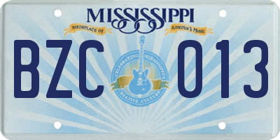 MS license plate BZC013