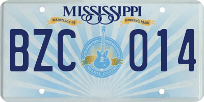 MS license plate BZC014