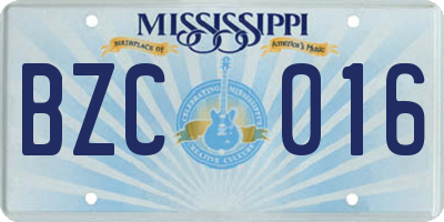 MS license plate BZC016
