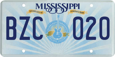 MS license plate BZC020