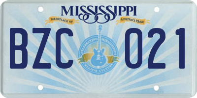 MS license plate BZC021