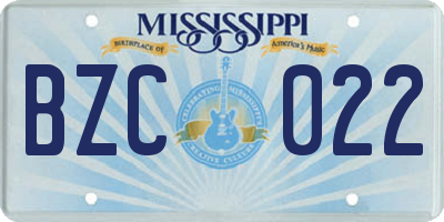 MS license plate BZC022