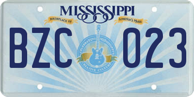 MS license plate BZC023