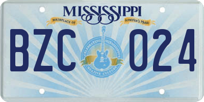 MS license plate BZC024