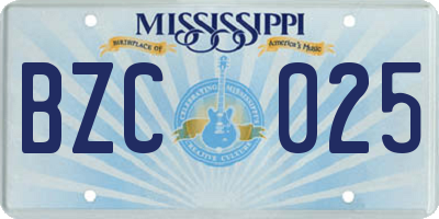 MS license plate BZC025