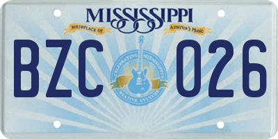 MS license plate BZC026