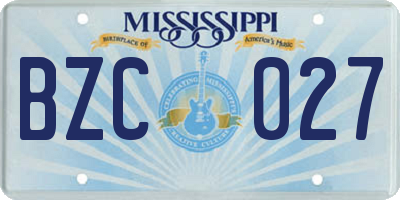 MS license plate BZC027