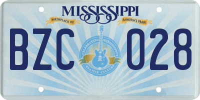 MS license plate BZC028