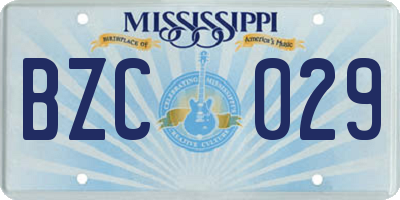 MS license plate BZC029