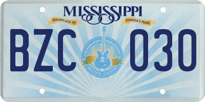 MS license plate BZC030