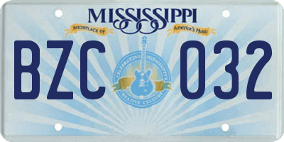 MS license plate BZC032