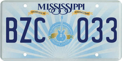 MS license plate BZC033