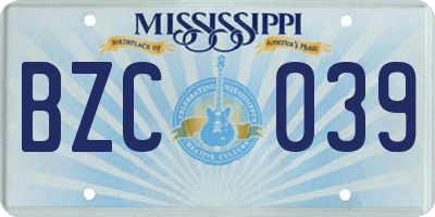 MS license plate BZC039