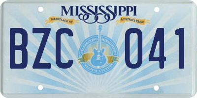 MS license plate BZC041