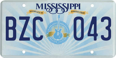 MS license plate BZC043