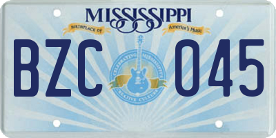 MS license plate BZC045