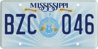 MS license plate BZC046