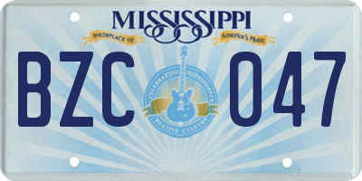 MS license plate BZC047
