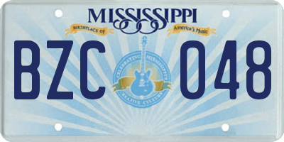 MS license plate BZC048
