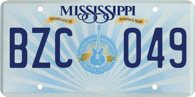 MS license plate BZC049