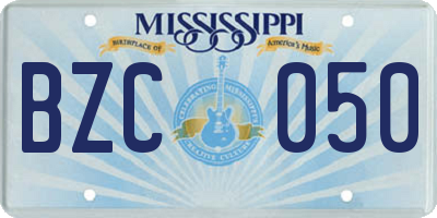 MS license plate BZC050