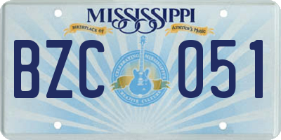 MS license plate BZC051