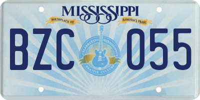 MS license plate BZC055