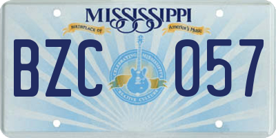 MS license plate BZC057