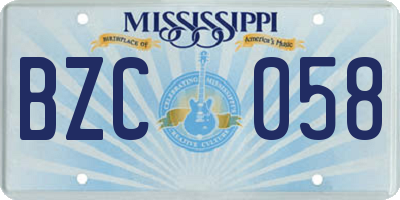 MS license plate BZC058