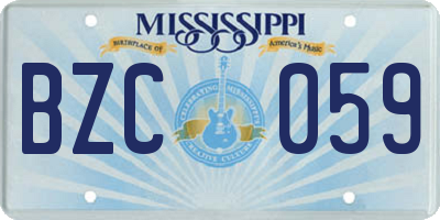 MS license plate BZC059