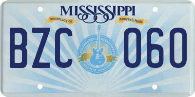MS license plate BZC060