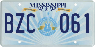 MS license plate BZC061