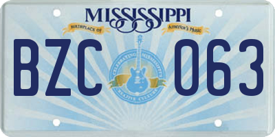 MS license plate BZC063