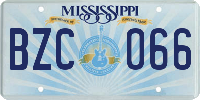 MS license plate BZC066