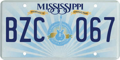 MS license plate BZC067