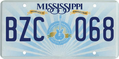 MS license plate BZC068