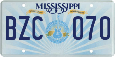 MS license plate BZC070