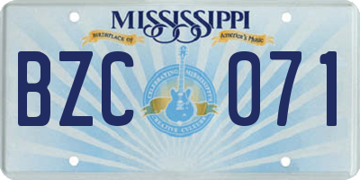 MS license plate BZC071