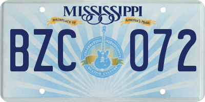 MS license plate BZC072