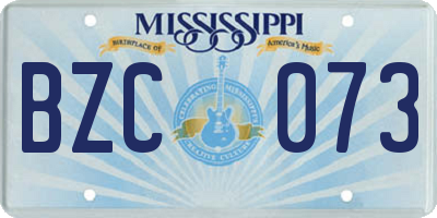 MS license plate BZC073