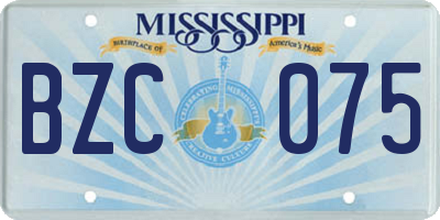 MS license plate BZC075