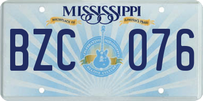 MS license plate BZC076