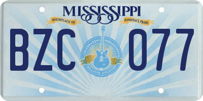 MS license plate BZC077
