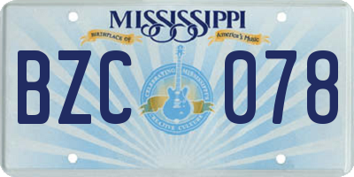 MS license plate BZC078