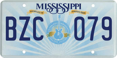 MS license plate BZC079
