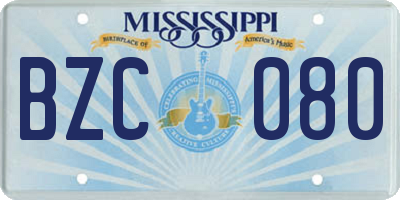MS license plate BZC080